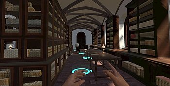 SpielenGrenzen3 - Der Alte Bibliothekssaal der Universitätsbibliothek Würzburg – Szene aus dem VR-Game „Bib Virtuell“