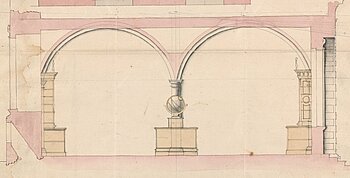 SpielenGrenzen4 - Zeichnung aus einem Skizzenbuch Balthasar Neumanns (Delin.III, 57v, Ausschnitt)