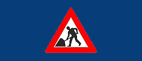 Bauarbeiten-Icon auf blauem Hintergrund