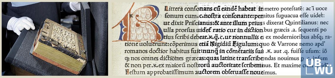 Spezial-Buchwiege des Digitalisierungszentrums mit Elfenbein-Codex, M.p.th.f.65